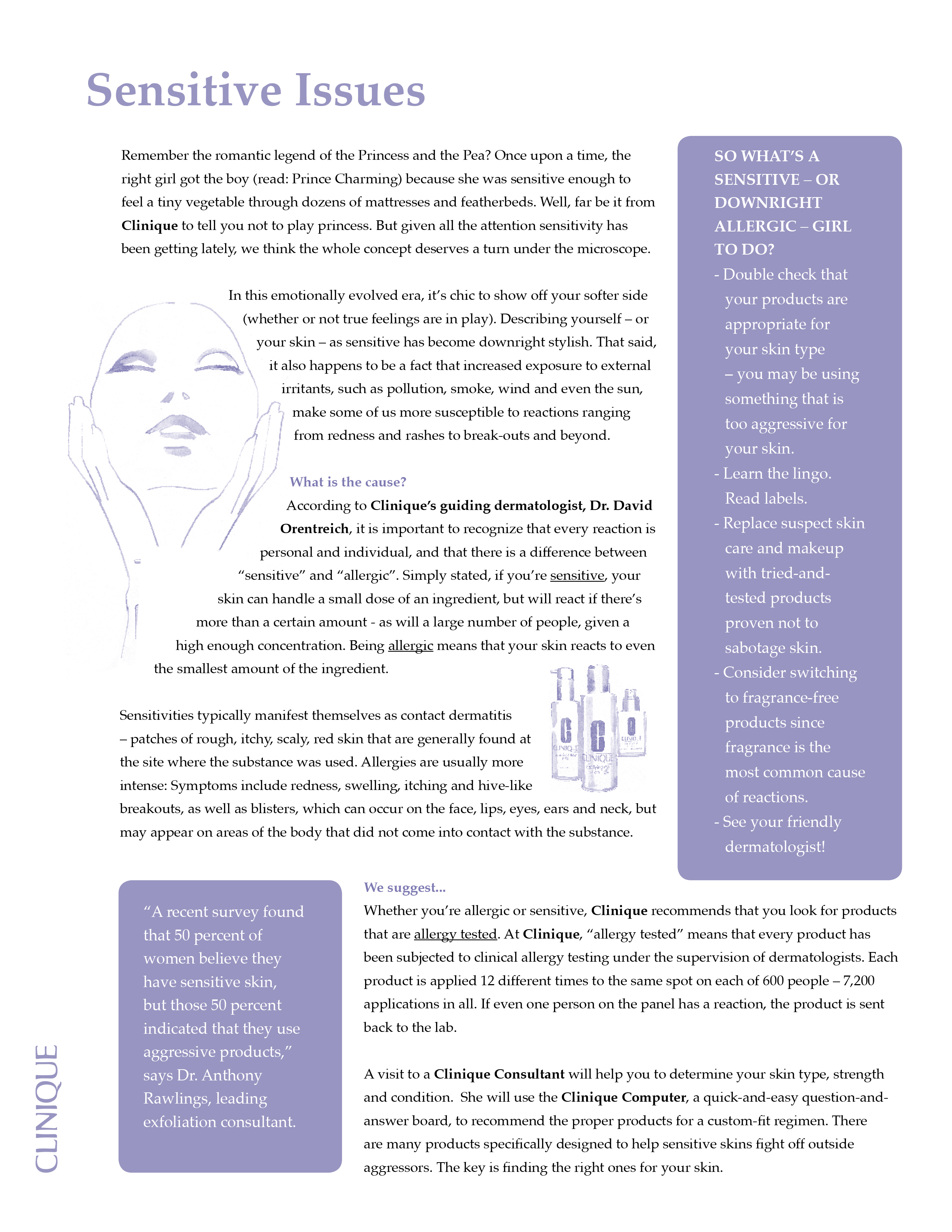 Clinique Sensitive Issues — editorial story