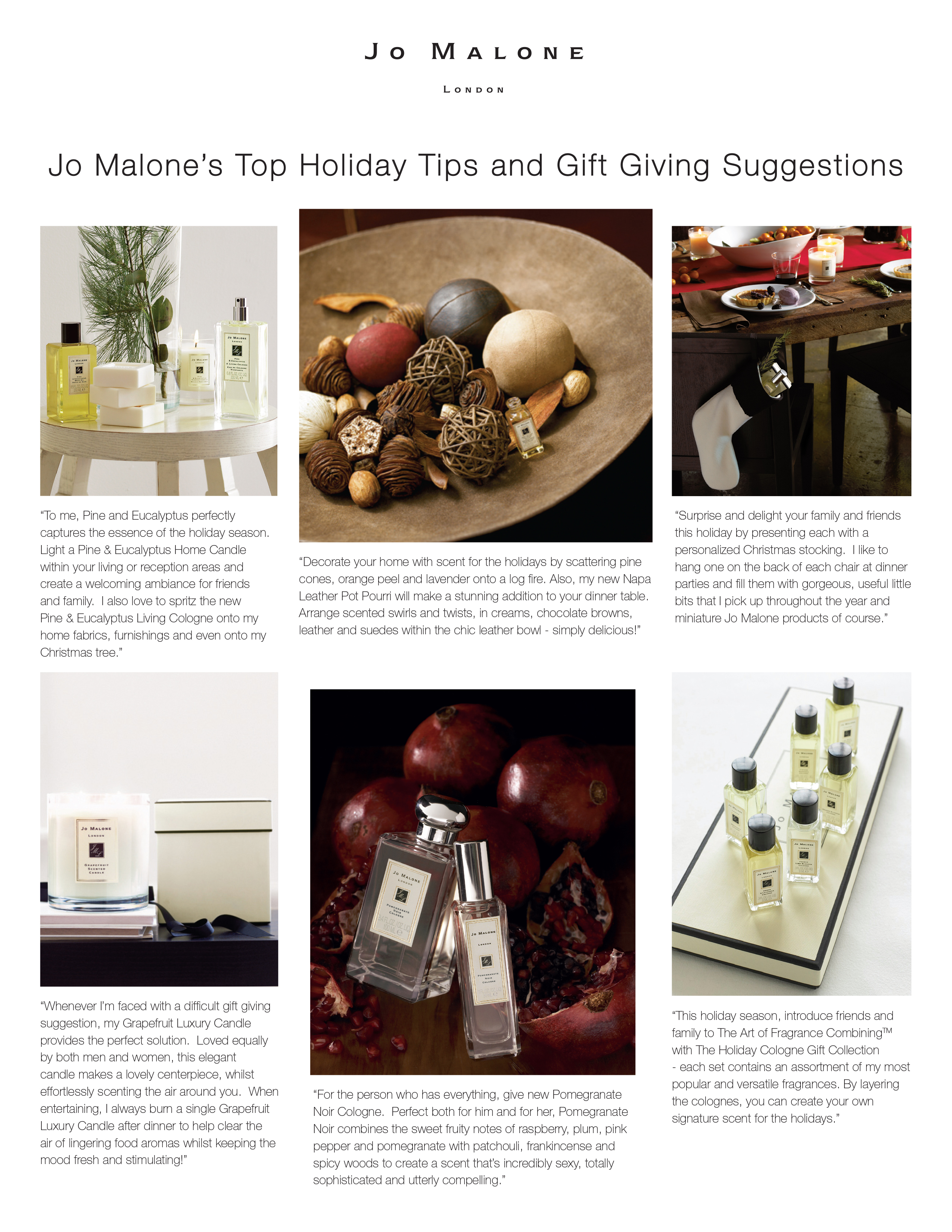 Jo Malone Holiday Tips — editorial